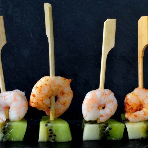 Brochettes apéritives crevette-kiwi