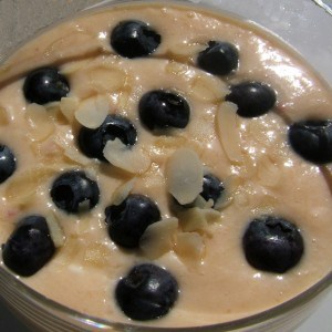 Mousse de pêches aux myrtilles ou bleuets