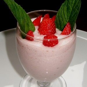 Mousse aux fraises à la menthe