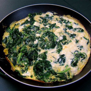 Omelette chèvre-épinards