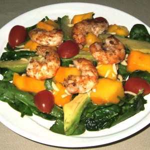 Salade exotique aux gambas