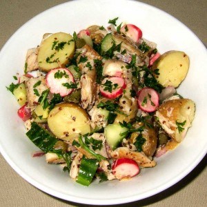 Salade de pommes de terre et maquereaux fumés