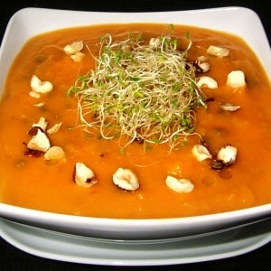 Soupe de courge butternut aux lentilles