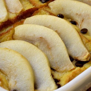 Brioche perdue aux poires et chocolat