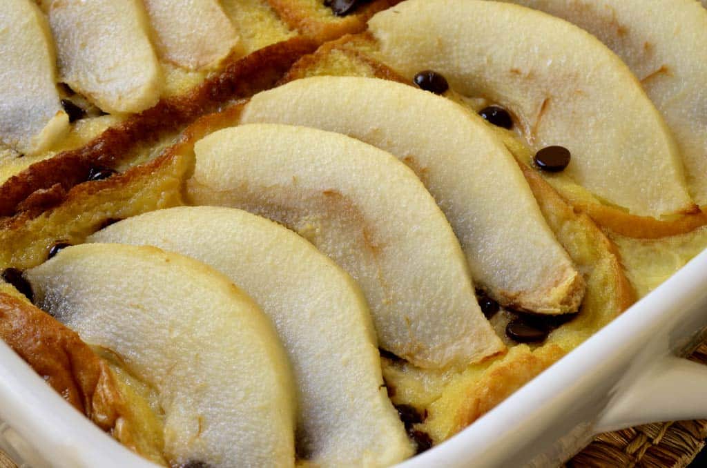 Brioche perdue aux poires et chocolat