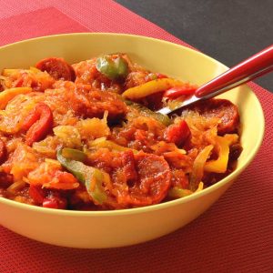 Courge spaghetti au chorizo