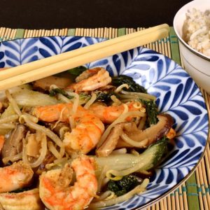 Crevettes aux légumes asiatiques
