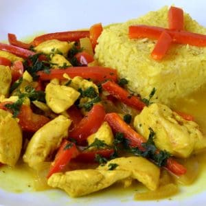 Curry de poulet et poivrons