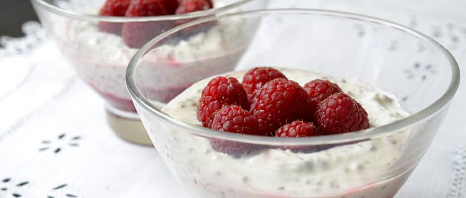 Verrines aux framboises et graines de chia