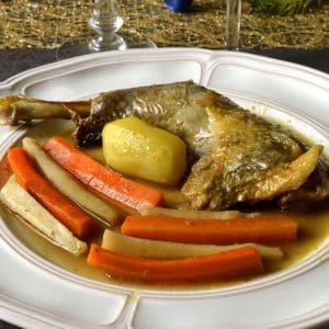 Pintade à l'orange et légumes d'hiver